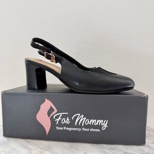 🌸 For Mommy Sophia Pregnancy Maternity Shoes Slingback Block Heels Black 6.5